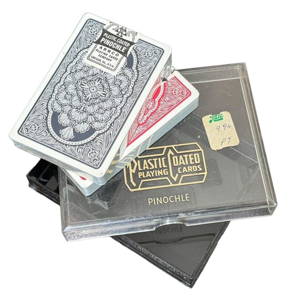 Arrco Playing Card Co. Pinochle‎ VTG USA In Original Plastic Case Chicago SEALED